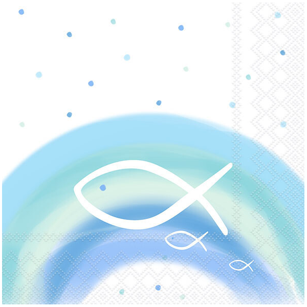 Kommunion Servietten Lunch Napkin Lunch Format: 33 x 33 cm 3-lagig 20 Servietten Rainbow Blue blauer Regenbogen