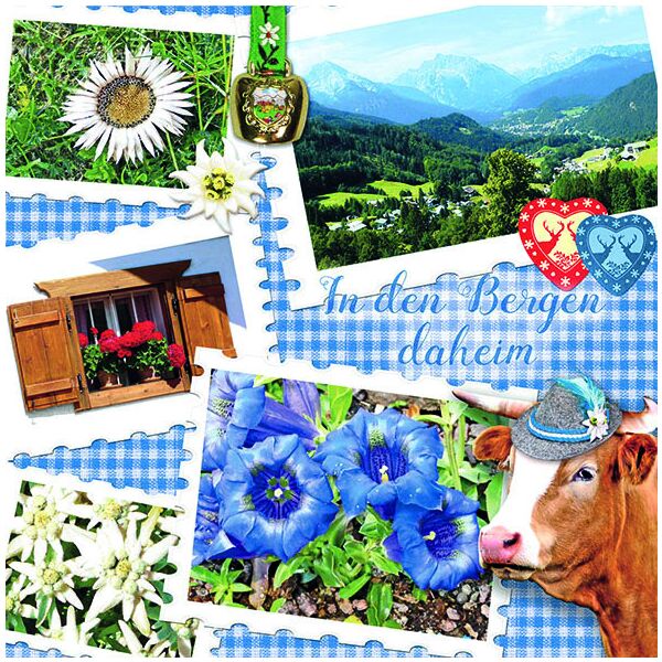 Servietten Lunch In the Mountains Blue In den Bergen Wandern Bayern