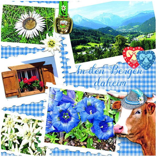 Servietten Lunch In the Mountains Blue In den Bergen Wandern Bayern