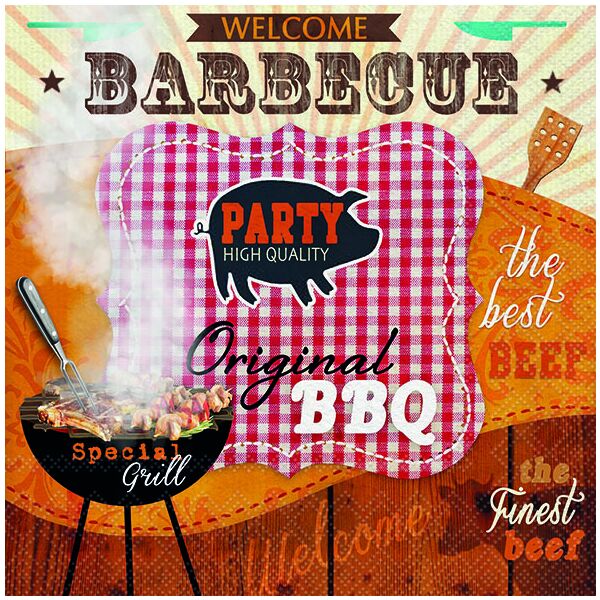 A Servietten Lunch Original BBQ Grill Party 20 Servietten 3-lagig 33x33cm
