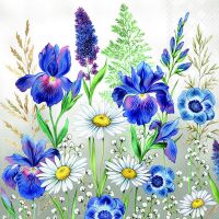 Servietten Lunch Mixed Meadow Flowers Wildblumen blau...