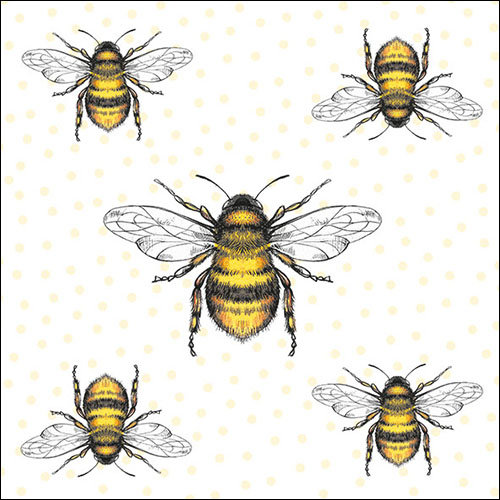Servietten Lunch – Napkin Lunch – Format: 33 x 33 cm – 3-lagig – 20 Servietten pro Packung - Flying Bees – Bienen - Ambiente