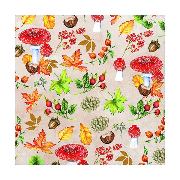 Herbst Servietten Lunch 33 x 33 cm 3-lagig 20 Servietten Autumn Pattern Herbstmotive