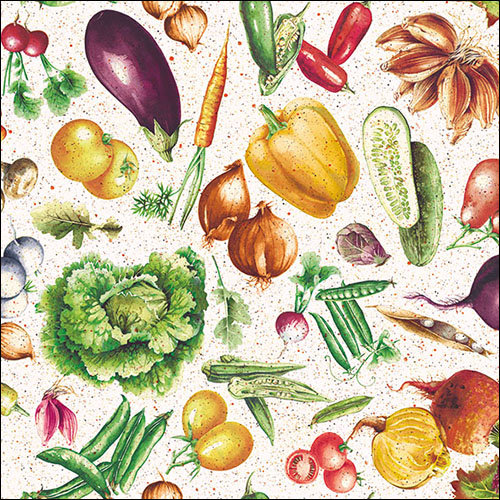Servietten Lunch – Napkin Lunch – Format: 33 x 33 cm – 3-lagig – 20 Servietten pro Packung - Vegetables – Gemüse - Ambiente
