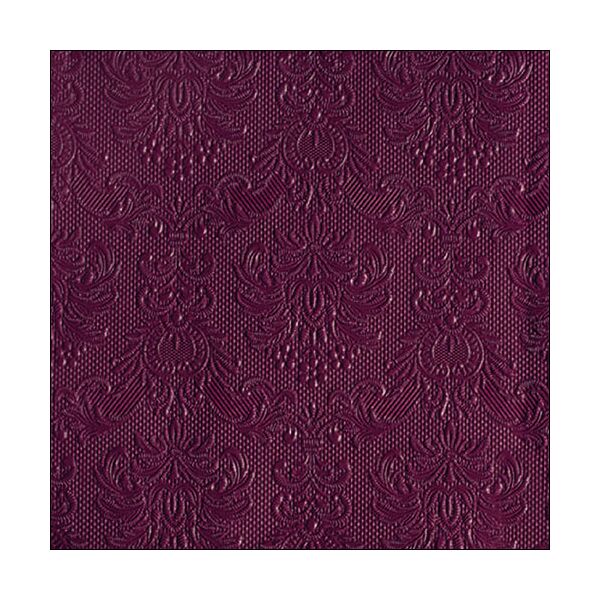 Servietten Lunch Napkin Lunch Format: 33 x 33 cm 3-lagig mit Prägung 15 Servietten Elegance Berry Bordeaux mit Prägung