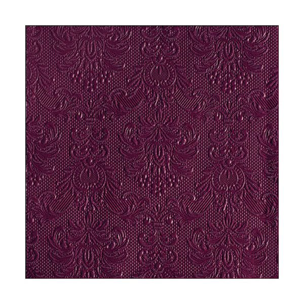 Servietten Lunch Napkin Lunch Format: 33 x 33 cm 3-lagig mit Prägung 15 Servietten Elegance Berry Bordeaux mit Prägung