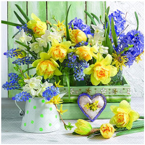 A Servietten Lunch Mix of Flowers Blumenmix Frühling 33x33cm 20 Servietten 3-lagig