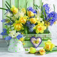 A Servietten Lunch Mix of Flowers Blumenmix Frühling...