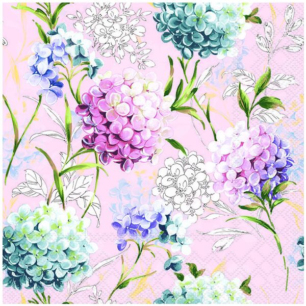Servietten Lunch Napkin Lunch Format: 33 x 33 cm 3-lagig 20 Servietten Horana Lilac Blumen