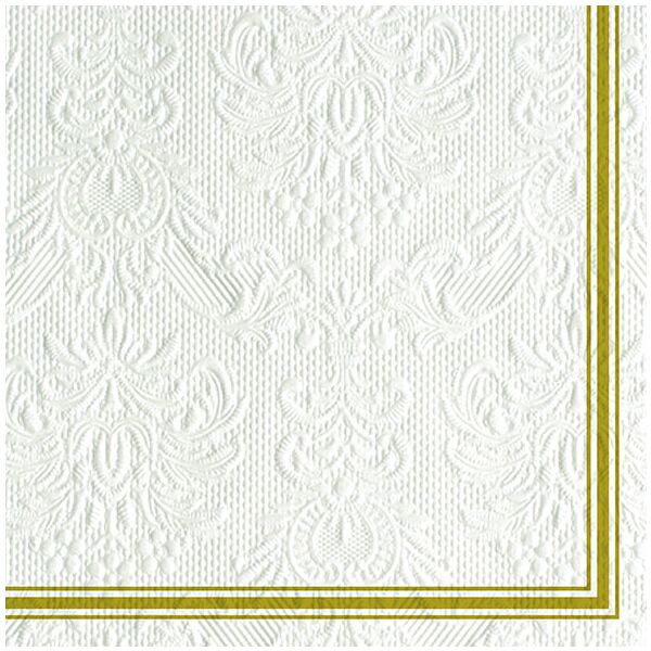 Servietten Lunch 33 x 33 cm 3-lagig mit Prägung 15 Servietten Elegance Lea White_Gold weiss gold mit Prägung