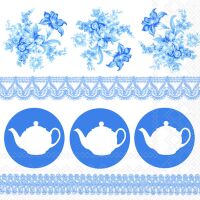Servietten Lunch Teapots Blue Teekessel blau 33x33cm 20...