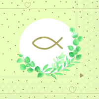Servietten Lunch Communion Branch Green Kommunion Fisch...