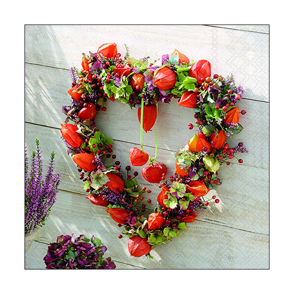 Servietten Lunch 33 x 33 cm 3-lagig 20 Servietten Lampion Heart Herz aus Blumen