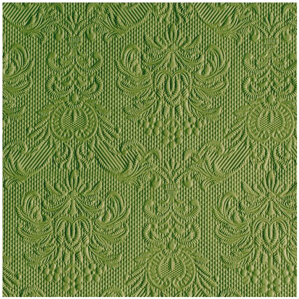 Servietten Lunch 33 x 33 cm 3-lagig mit Prägung 15 Servietten Elegance Green Leaf grün moos Blatt
