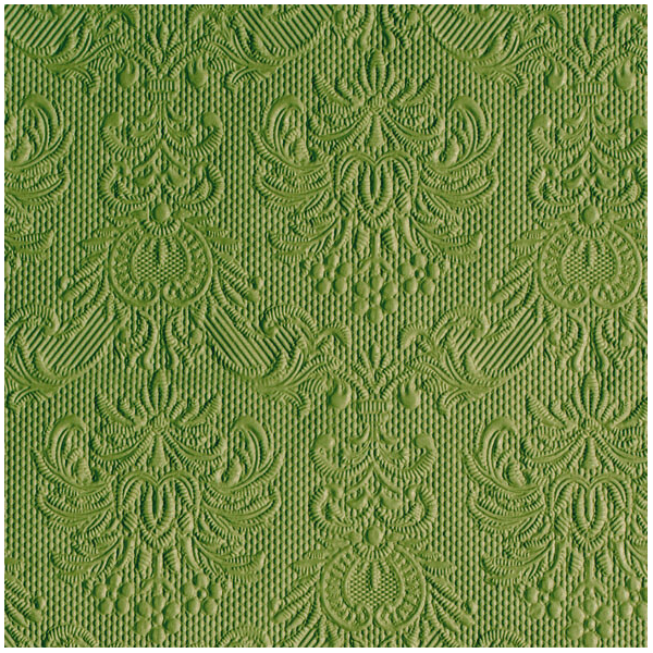 Servietten Lunch 33 x 33 cm 3-lagig mit Prägung 15 Servietten Elegance Green Leaf grün moos Blatt