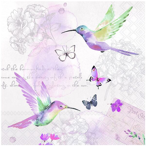 A Servietten Lunch Pale Hummingbirds Kolibri 33 x 33 cm 20 Servietten