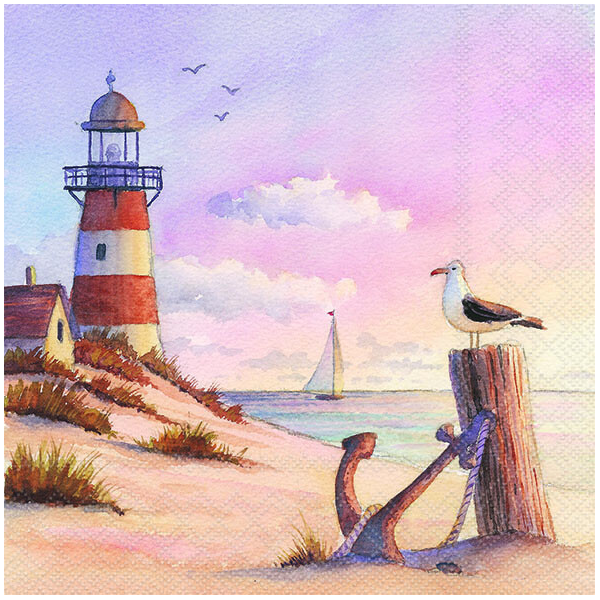Servietten maritim Lunch 33 x 33 cm 3-lagig 20 Servietten Leuchtturm Meer Anker Sunset Sonnenuntergang