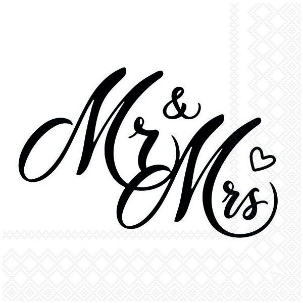 Hochzeit Servietten Lunch Napkin Lunch Format: 33 x 33 cm 3-lagig 20 Servietten Mr & Mrs Black