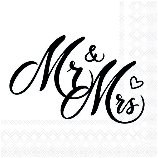 Hochzeit Servietten Lunch Napkin Lunch Format: 33 x 33 cm 3-lagig 20 Servietten Mr & Mrs Black