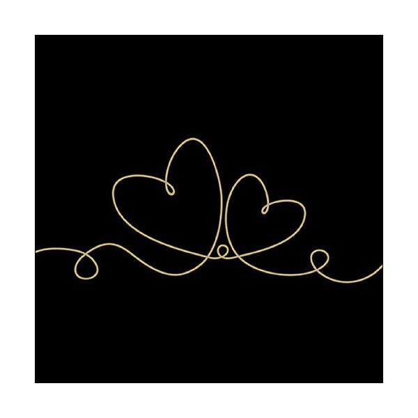 Servietten Lunch Line Of Love Gold Black Liebeslinie gold schwarz Herzen 33x33cm 20 Servietten