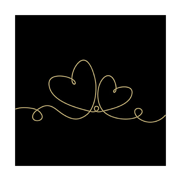 Servietten Lunch Line Of Love Gold Black Liebeslinie gold schwarz Herzen 33x33cm 20 Servietten