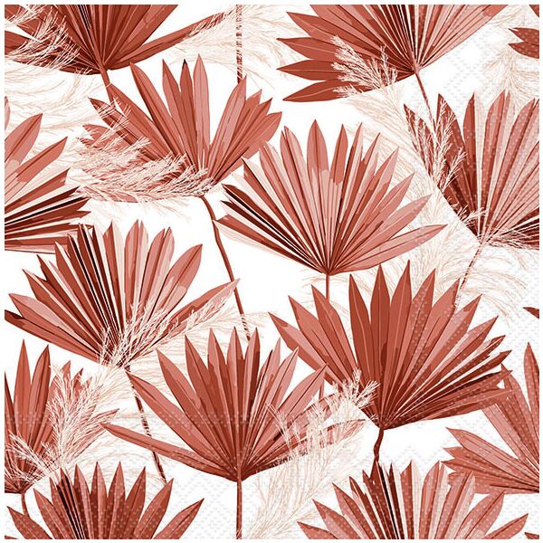 A Servietten Lunch Palm Leaf Brown Palmenblatt braun 33x33cm 20 Servietten