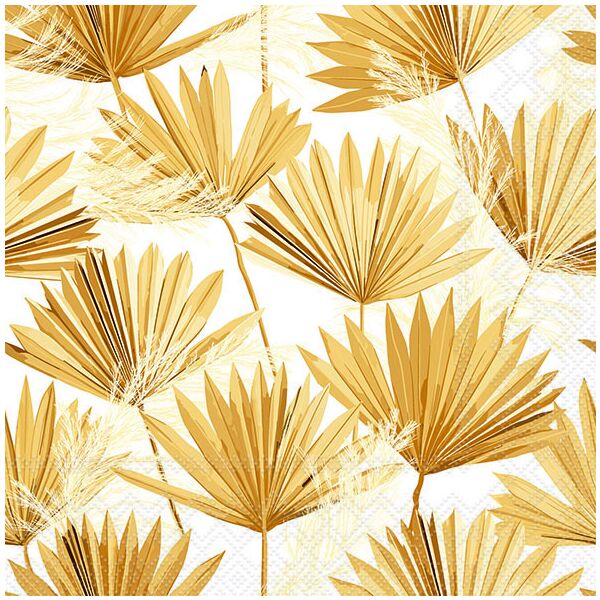 Servietten Lunch Palmenblätter gold Palm Leaf Gold 33x33cm 20 Servietten