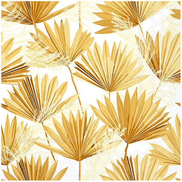 Servietten Lunch Palmenblätter gold Palm Leaf Gold 33x33cm 20 Servietten