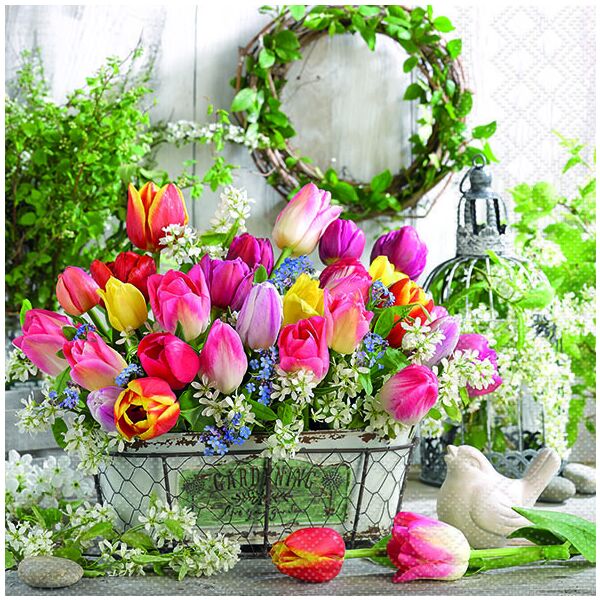 Servietten Lunch 33 x 33 cm 3-lagig 20 Servietten Spring Bouquet Frühlingsstrauss
