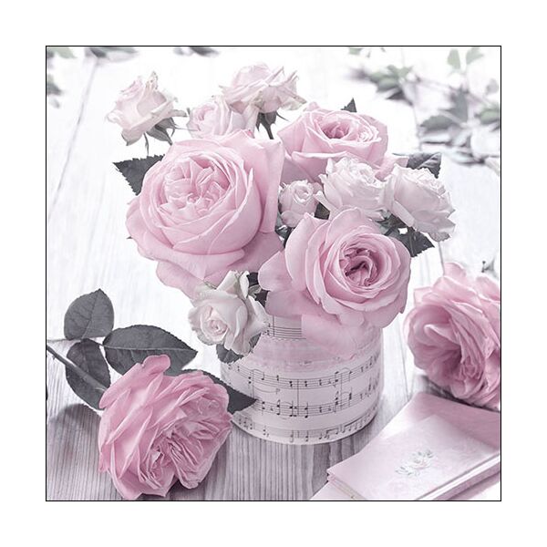 Servietten Lunch 33 x 33 cm 20 Servietten Music Roses Vintage Rosen Musik Vintage