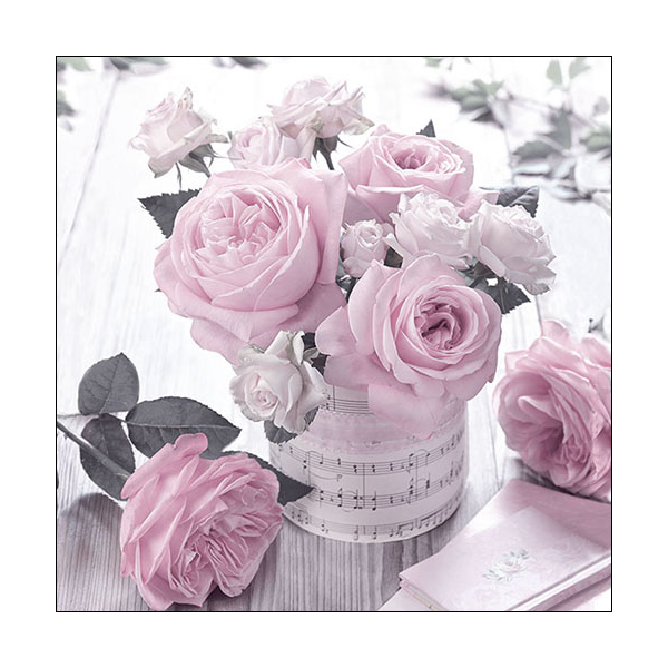 Servietten Lunch 33 x 33 cm 20 Servietten Music Roses Vintage Rosen Musik Vintage