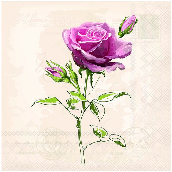 Servietten Lunch Vintage Rose Rose 33x33cm 20 Servietten