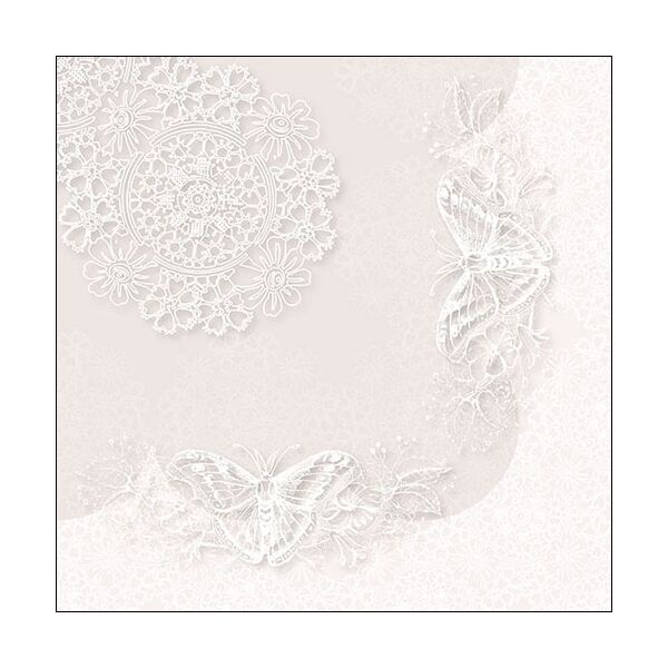 Servietten Lunch Schmetterling weiss Butterfly Lace White