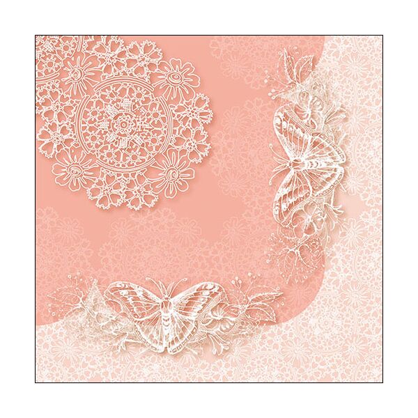 Servietten Lunch Butterfly Lace Rose Schmetterling Spitze rosa