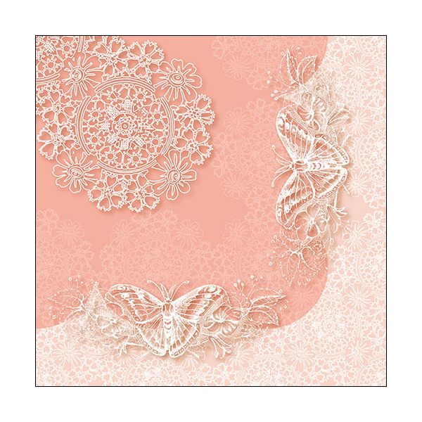 Servietten Lunch Butterfly Lace Rose Schmetterling Spitze rosa