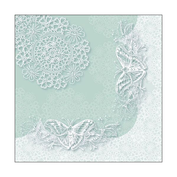 Servietten Lunch Schmetterling Spitze Mintgrün -Butterfly Lace Aqua