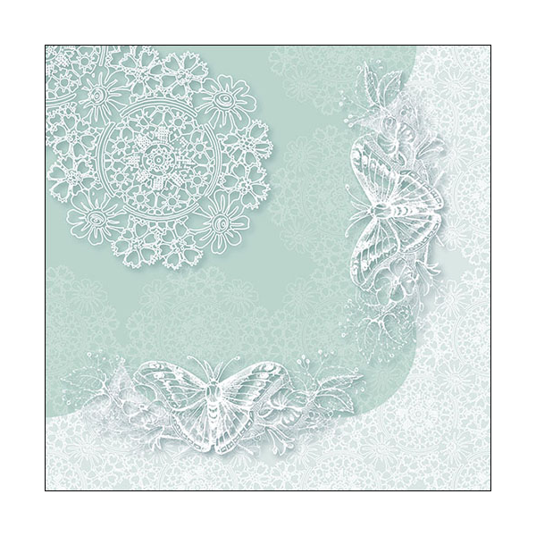 Servietten Lunch Schmetterling Spitze Mintgrün -Butterfly Lace Aqua