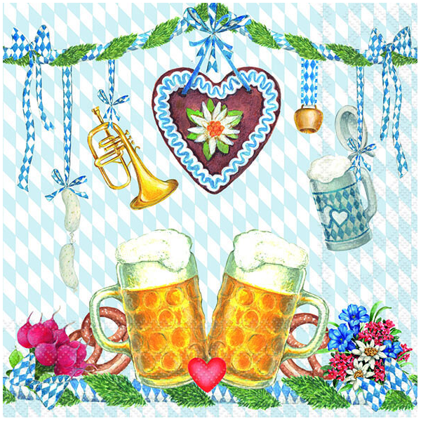 Servietten Lunch 33 x 33 cm 3-lagig 20 Servietten Beer Festival Bier Fest Oktoberfest München Bayern
