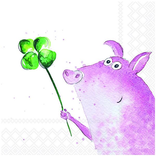Servietten Lunch 33 x 33 cm 3-lagig 20 Servietten Lucky Pig Glücksschwein Silvester Neues Jahr