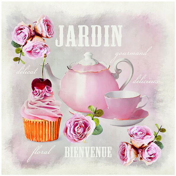 Servietten Lunch Rosen und Cupcake Teezeit Tea Time