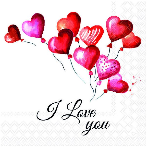 Servietten Lunch Napkin Lunch Format: 33 x 33 cm 3-lagig 20 Servietten Love Balloons Liebesballons