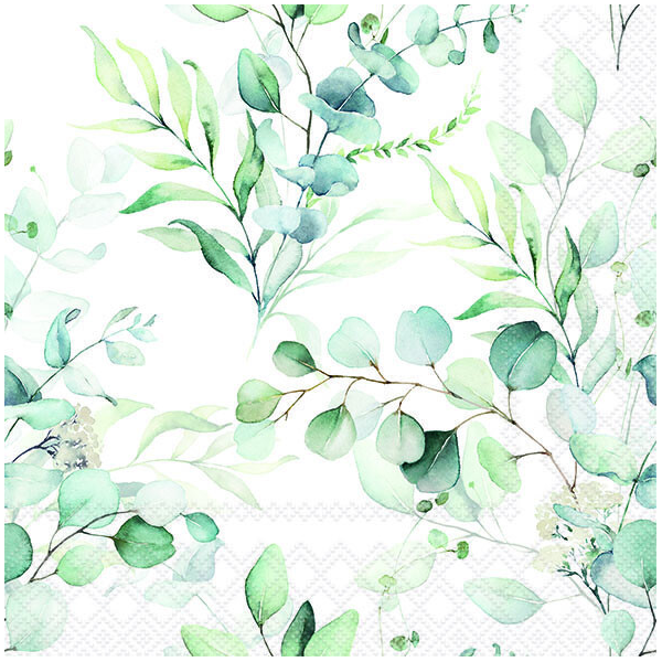 Servietten Lunch 33 x 33 cm 3-lagig 20 Servietten Eucalyptus All Over Eukalyptusblätter