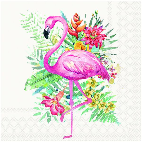 Servietten Lunch Tropical Flamingo tropischer Flamingo bunt 33x33cm 20 Servietten