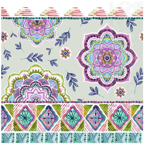 A Servietten Lunch Boho Sand Boho Muster bunt beige