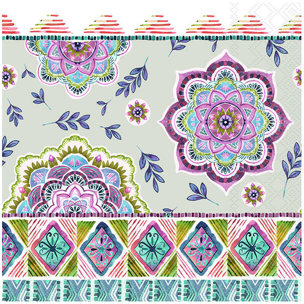 A Servietten Lunch Boho Sand Boho Muster bunt beige
