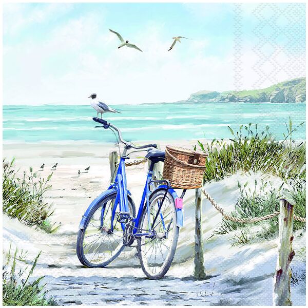 Servietten Lunch Napkin Lunch Format: 33 x 33 cm 3-lagig 20 Servietten Bike at the Beach Fahrrad am Strand