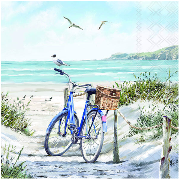 Servietten Lunch Napkin Lunch Format: 33 x 33 cm 3-lagig 20 Servietten Bike at the Beach Fahrrad am Strand