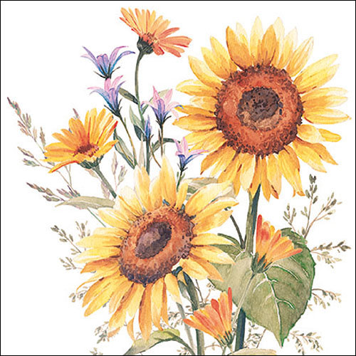 Servietten Lunch – Napkin Lunch – Format: 33 x 33 cm – 3-lagig – 20 Servietten pro Packung - Sunflowers – Sonnenblumen