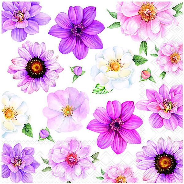 Servietten Lunch Summer Glory Sommerblumen lila 33x33cm 20 Servietten