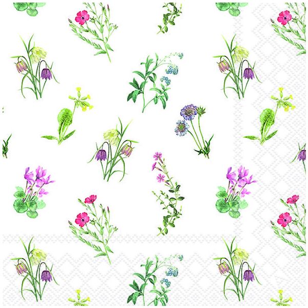 Servietten Lunch Mixed Flowers White Blumen 33 x 33 cm 20 Servietten